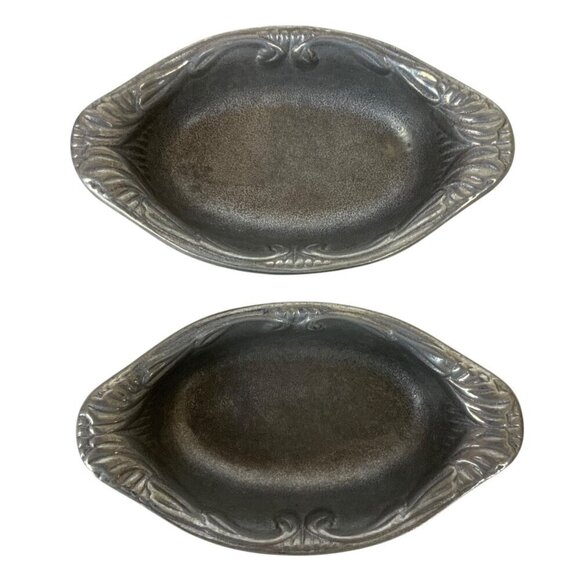 Vintage Wilton Armetale Pewter Set of 2 Oval Serving Dishes Individual Casserole - Picture 3 of 9